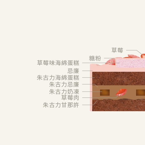溫馨熊仔心型草莓朱古力忌廉蛋糕